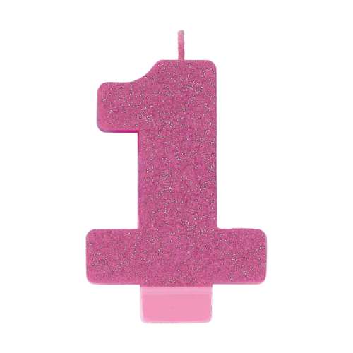 Sparkly Pink Candle - No 1 - Click Image to Close